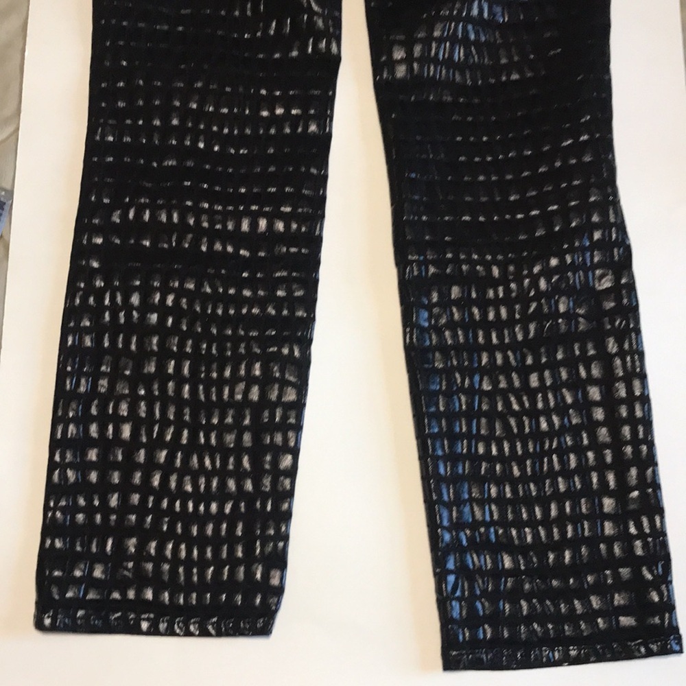 Good American Faux Leather Crocodile Embossed High Slim Fit Jeans Black Pants 4 - Picture 5 of 14